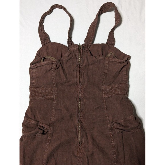 BY ANTHROPOLOGIE Linen Viscose Stretch Brown Cargo Mini Dress - Women 10 - Picture 8 of 10
